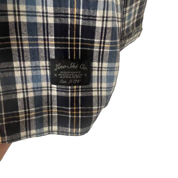 Line Men's Size Large Blue Plaid Long Sleeve Heavy Flannel Button Up Shirt - Picture 5 of 9